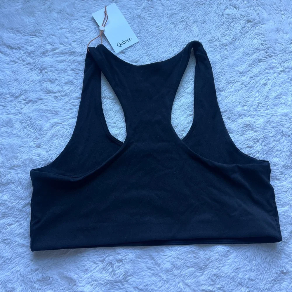 Quince Womens Ultra-Soft Performance Racerback Sports Bra Black Size Large NEW